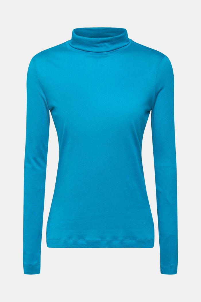 T-shirt à manches longues et col montant, TENCEL™, TEAL BLUE, detail image number 5