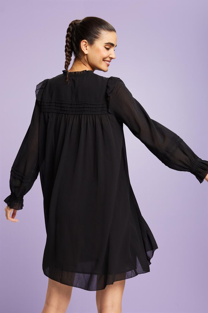 Mini-robe en crêpe chiffon, BLACK, detail image number 3
