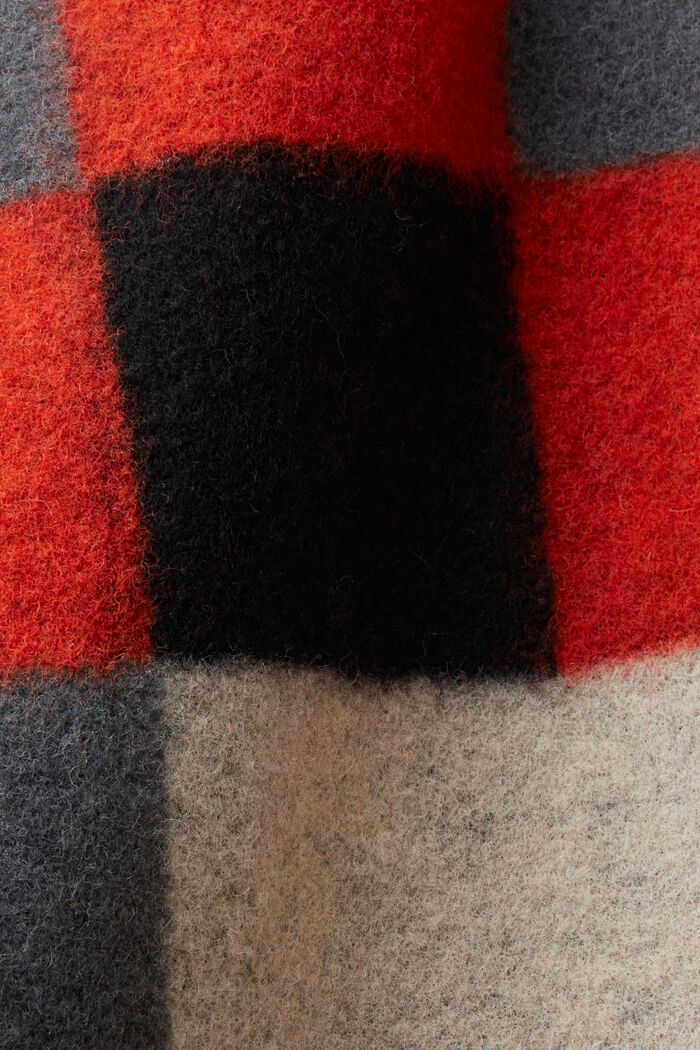 Manteau en laine mélangée animé d’un motif colour blocking, RED, detail image number 4