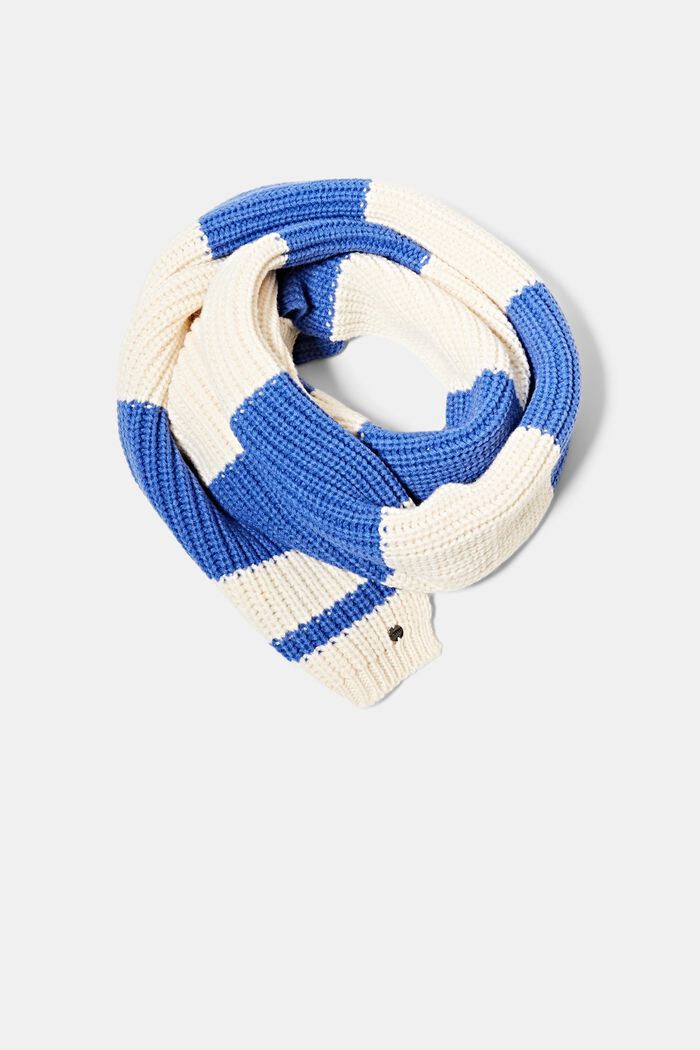Écharpe rayée en laine mélangée, BRIGHT BLUE, detail image number 0
