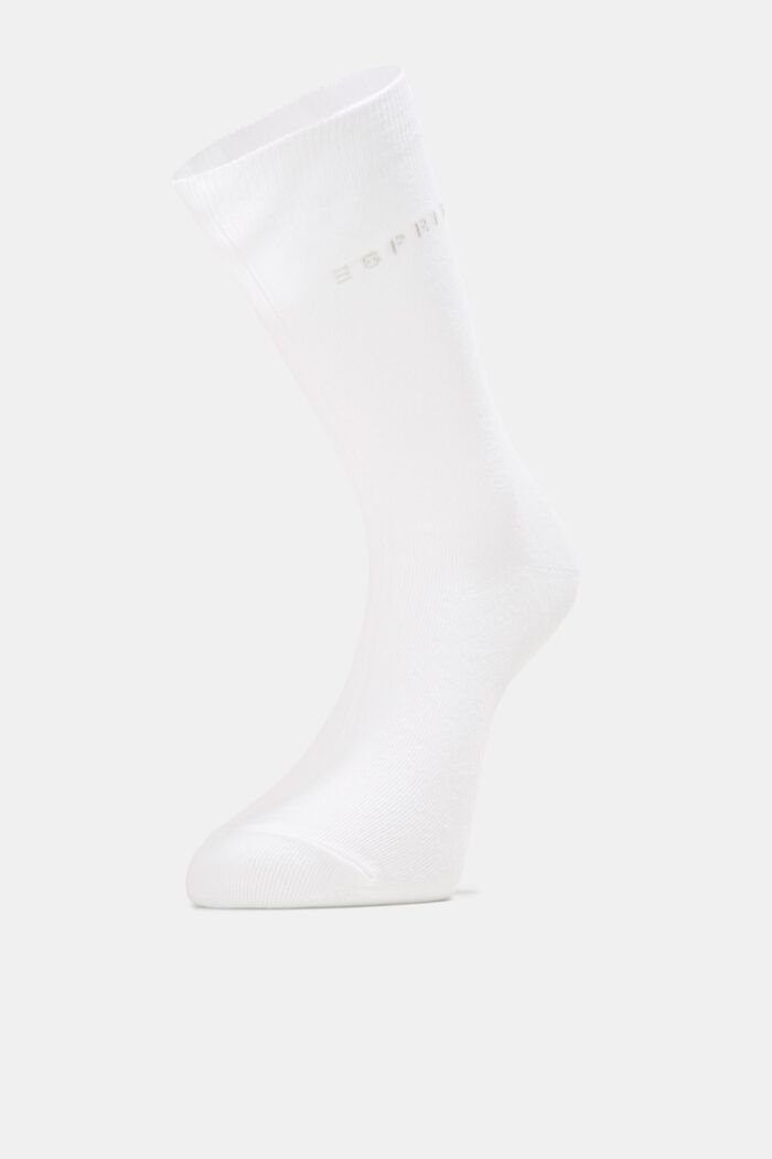 Lot de 2 paires de chaussettes ornées d’un logo en maille, coton biologique, WHITE, detail image number 0
