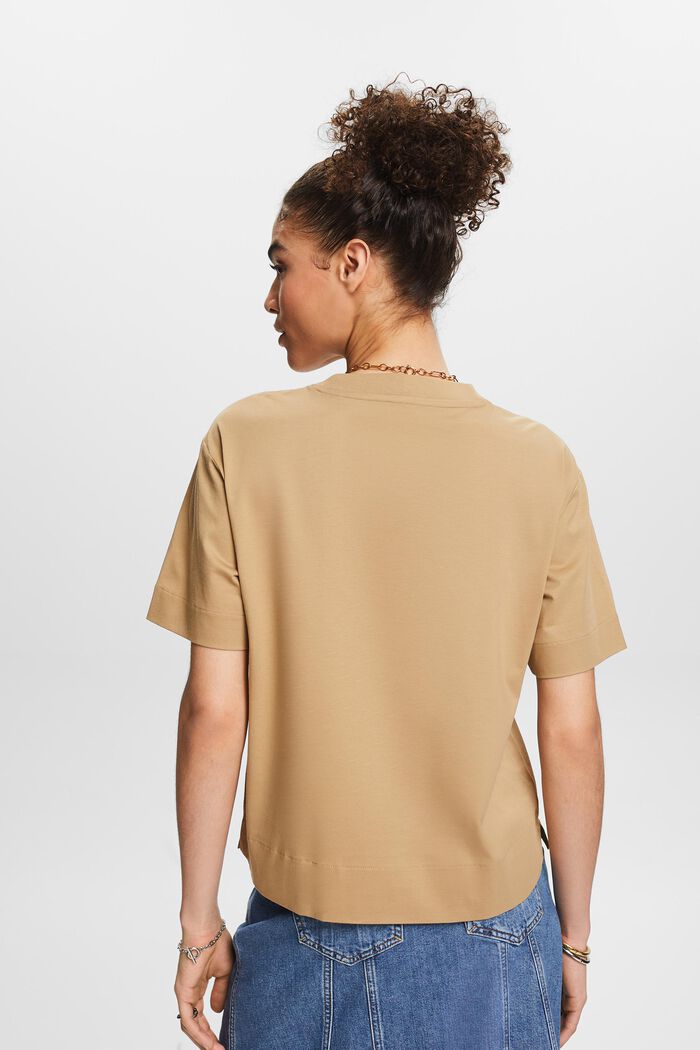 T-shirt à encolure ronde en coton Pima, BEIGE, detail image number 2