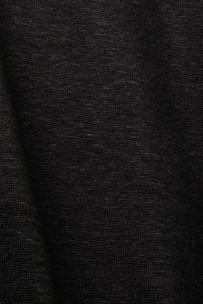 T-shirt à col polo, 100 % lin, BLACK, detail image number 5