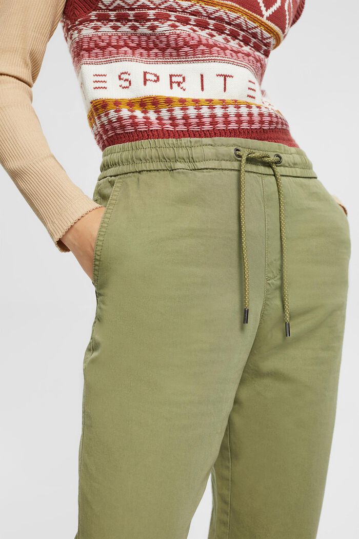 Pantalon en coton Pima doté d´un cordon de serrage à la taille, LIGHT KHAKI, detail image number 0