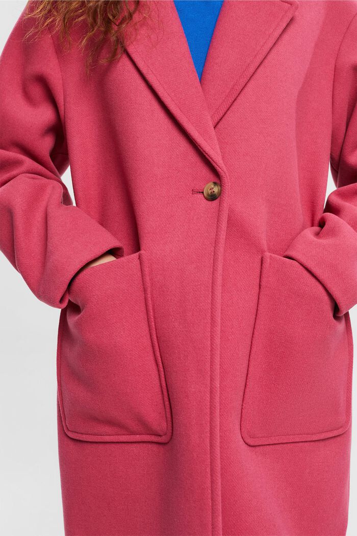 Manteau à teneur en laine, PINK FUCHSIA, detail image number 0