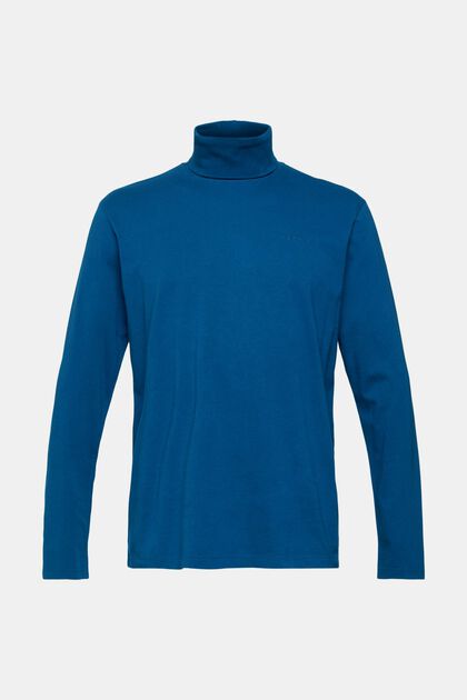 T-shirt à manches longues à col roulé, PETROL BLUE, overview