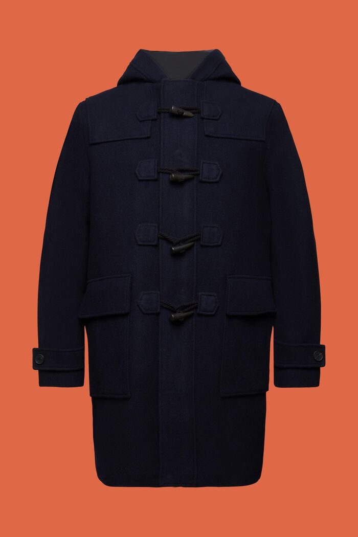 Manteau à boutons olive en laine mélangée, NAVY, detail image number 6