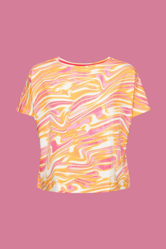 T-shirt de coupe raccourcie à imprimé ondulé, GOLDEN ORANGE, detail image number 5