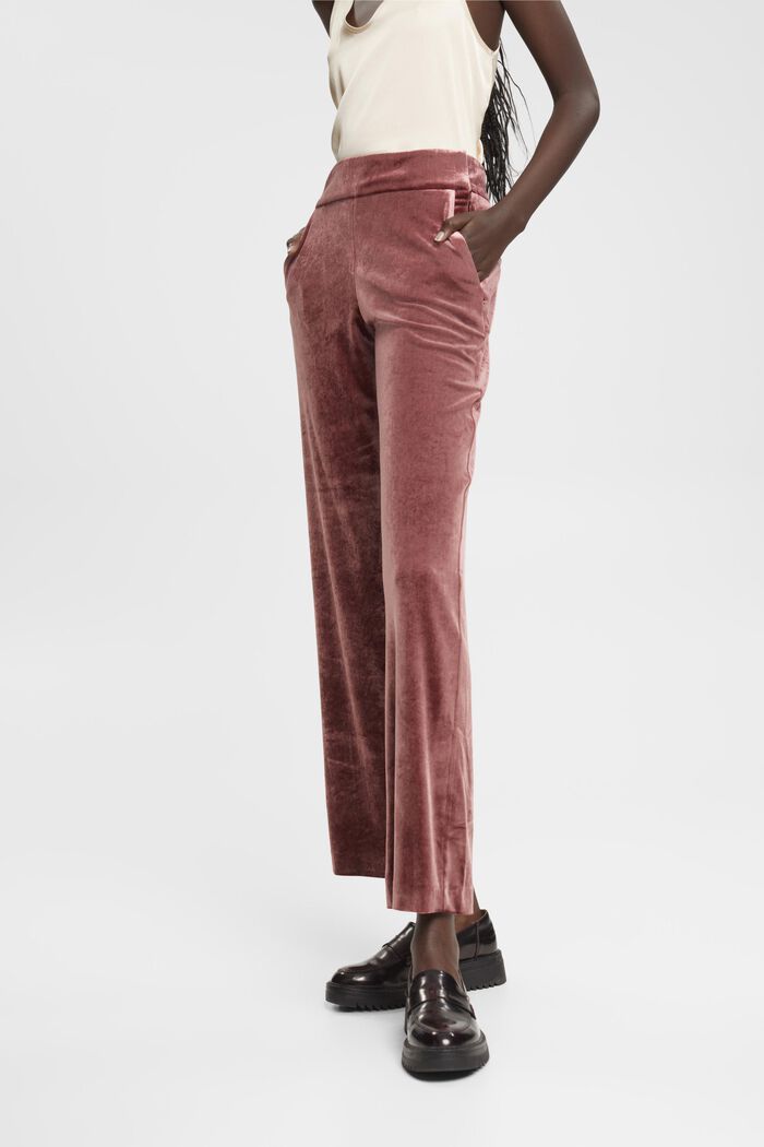 Pantalon en velours à jambes larges, BORDEAUX RED, detail image number 0