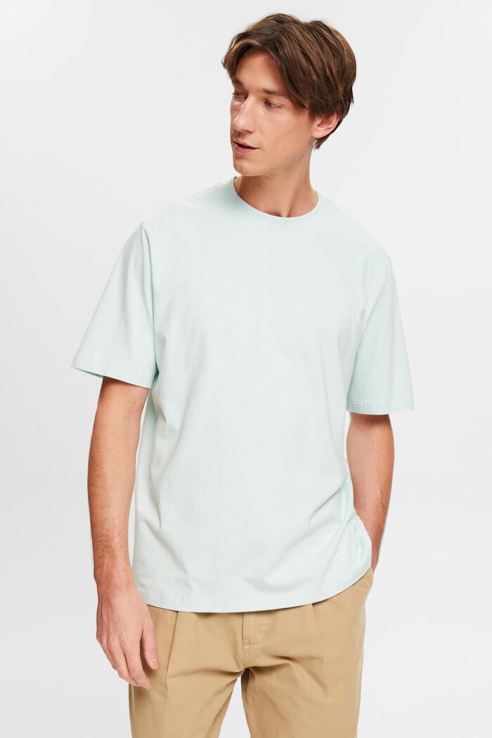 T-shirt à encolure ronde en coton, LIGHT AQUA GREEN, detail image number 0