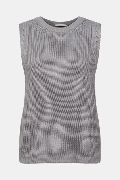 Pull sans manches en maille, MEDIUM GREY, overview