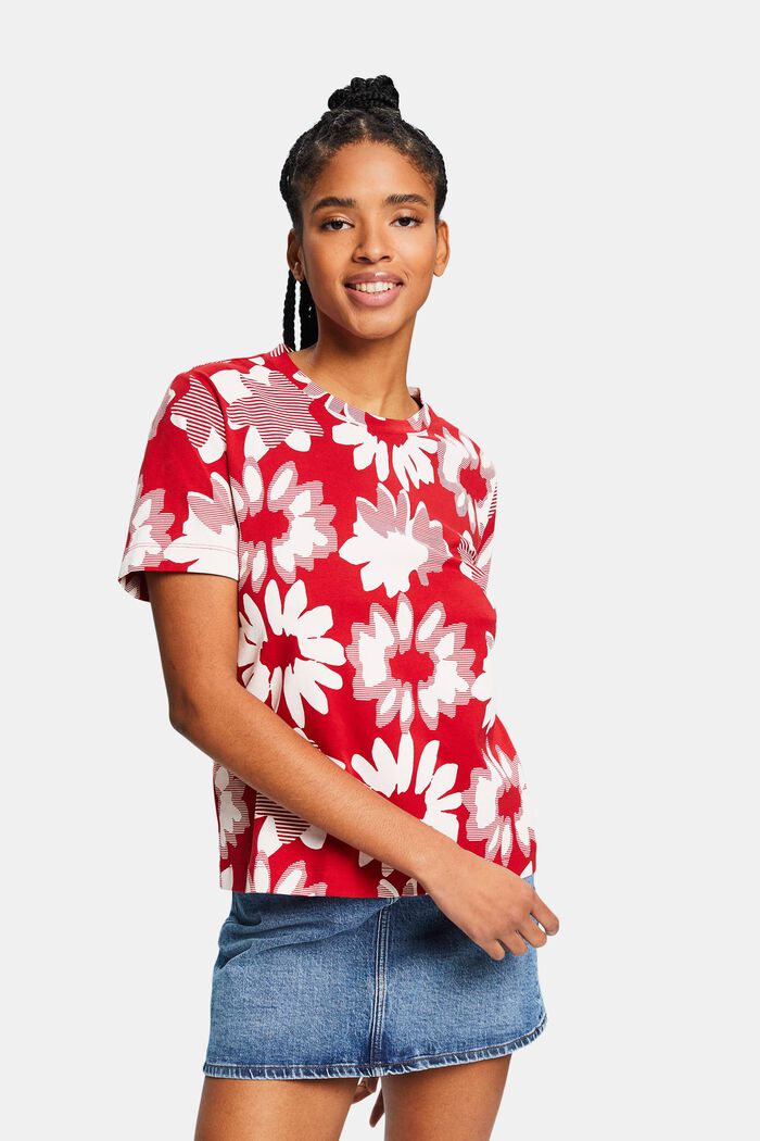 T-shirt imprimé à col ras-du-cou, DARK RED, detail image number 0