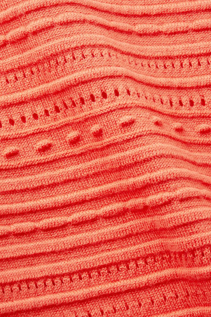 Pull-over à manches courtes, 100 % coton, CORAL ORANGE, detail image number 5