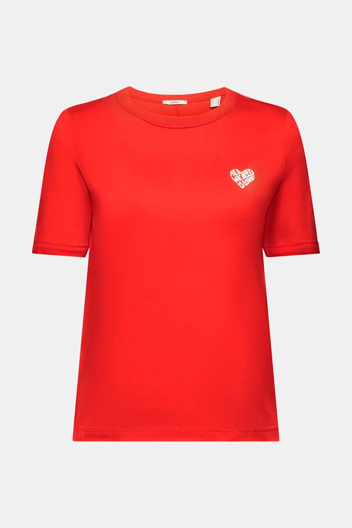T-shirt en coton à logo en forme de cœur, RED, detail image number 6