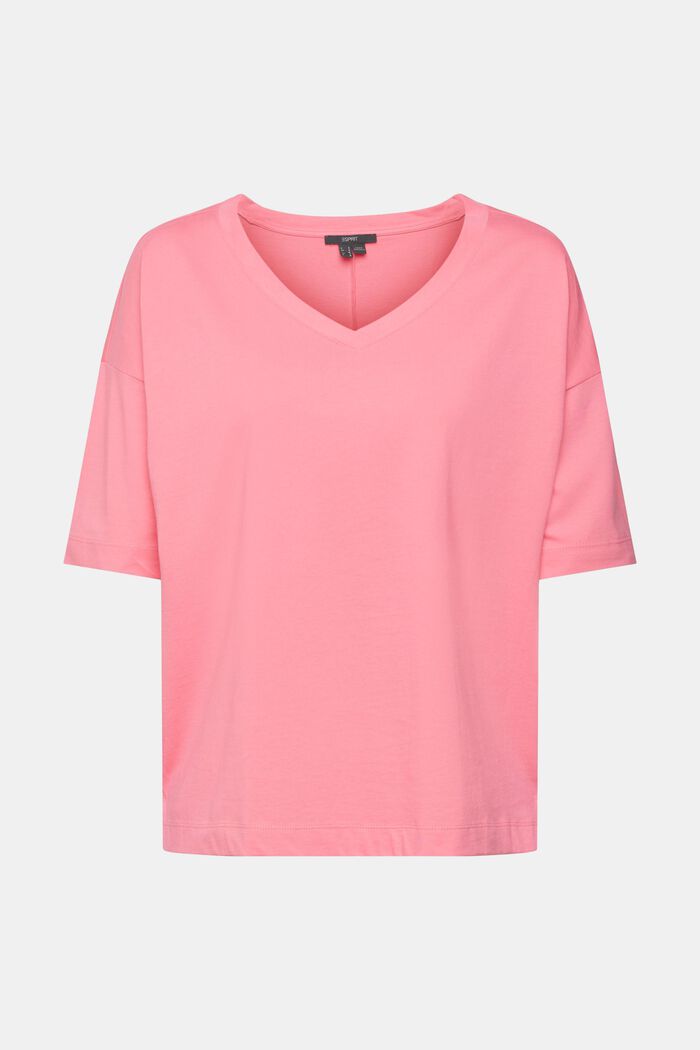 T-shirt oversize à encolure en V, PINK FUCHSIA, overview
