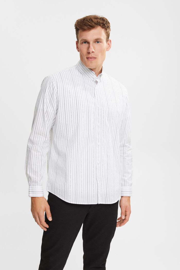 Chemise à motif à rayures, WHITE, overview