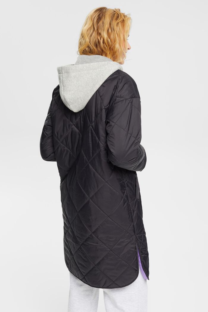 Manteau matelassé à capuche en molleton amovible, BLACK, detail image number 3