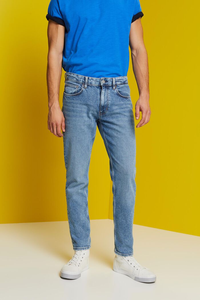Jean slim en coton stretch, BLUE MEDIUM WASHED, detail image number 0