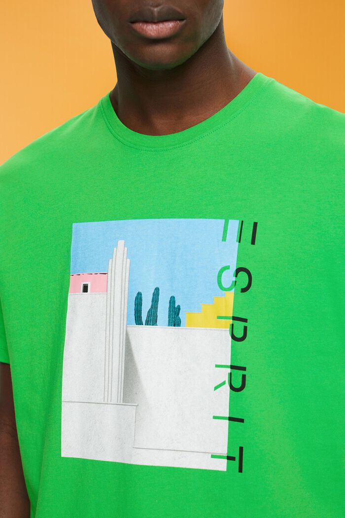 T-shirt en coton à imprimé sur le devant, GREEN, detail image number 2