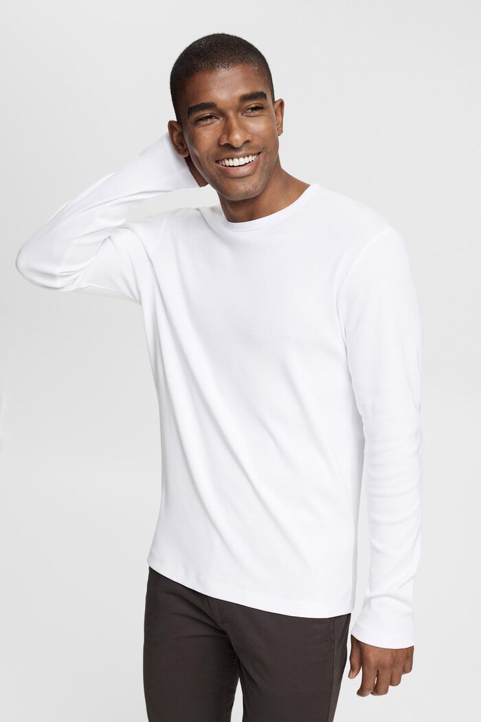 T-shirt à manches longues en jersey, WHITE, overview