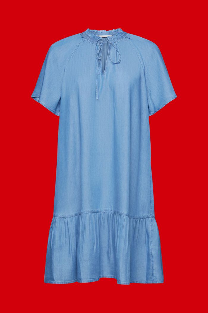 Robe en chambray à passementerie froncée et encolure nouée, TENCEL™, BLUE MEDIUM WASHED, detail image number 6