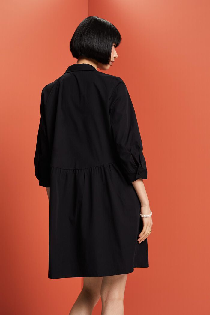 Robe de coupe trapèze en coton biologique, BLACK, detail image number 3