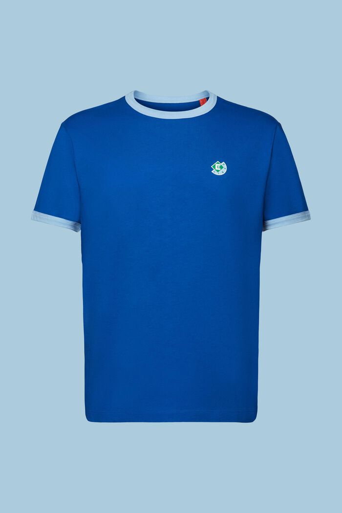 T-shirt col rond en coton à logo, BRIGHT BLUE, detail image number 6