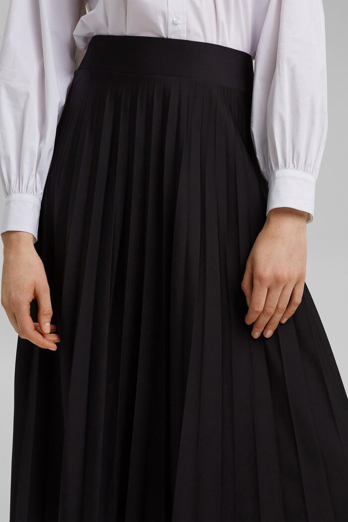 En matière recyclée : la jupe plissée à taille élastique, BLACK, detail image number 2