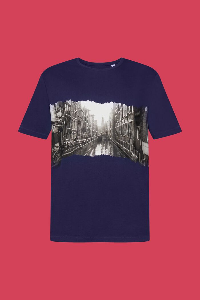 T-shirt à encolure ronde orné d’un imprimé, 100 % coton, DARK BLUE, detail image number 6
