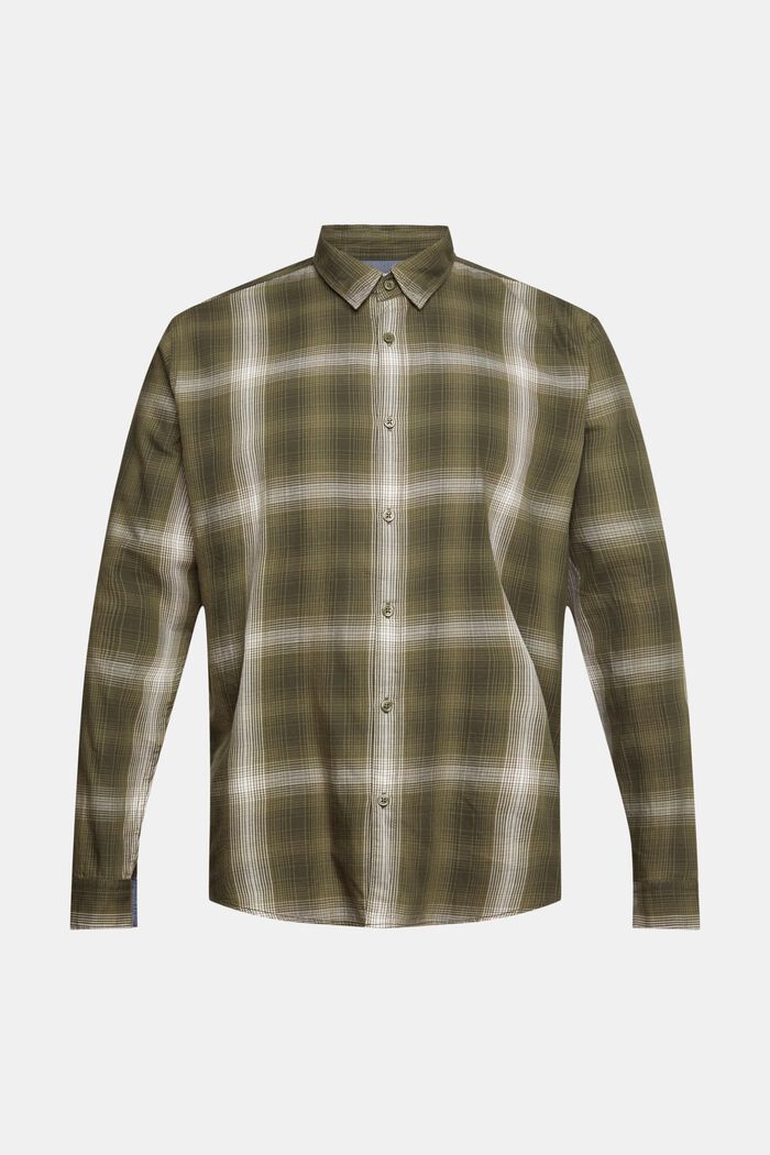 Chemise à carreaux, 100 % coton, KHAKI GREEN, detail image number 7