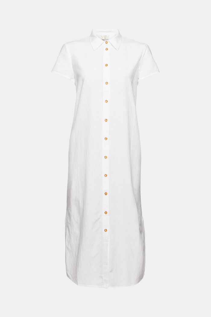 Robe-chemise longue à teneur en lin, WHITE, detail image number 5