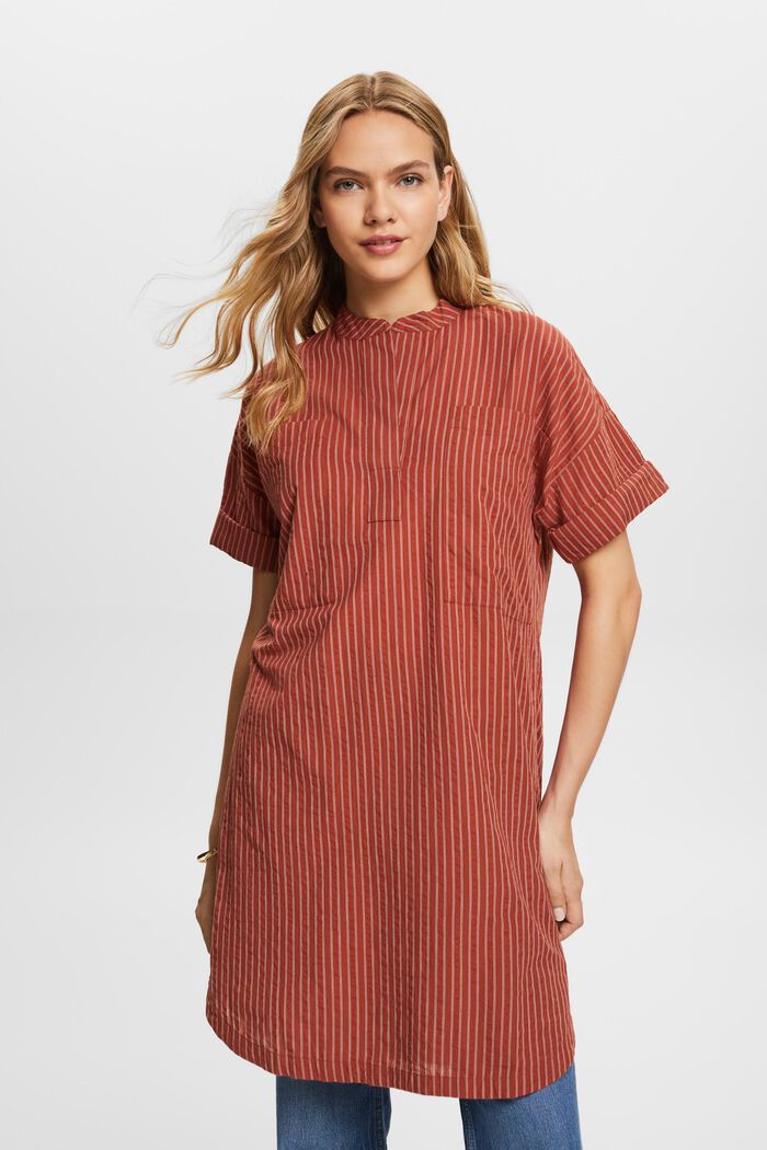 Mini robe-chemise rayée, TERRACOTTA, detail image number 0