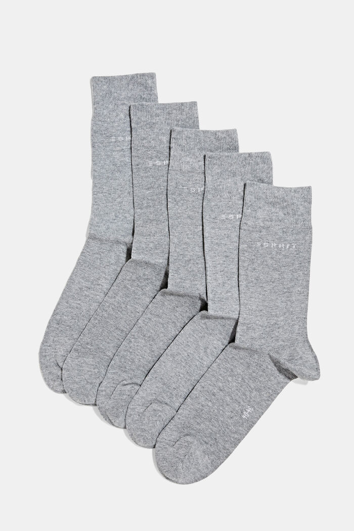 5 paires de chaussettes, coton bio mélangé, LIGHT GREY MELANGE, detail image number 0