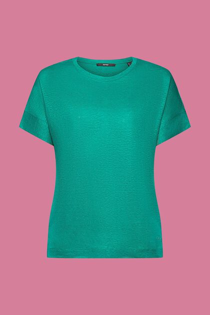 T-shirt en lin, EMERALD GREEN, overview