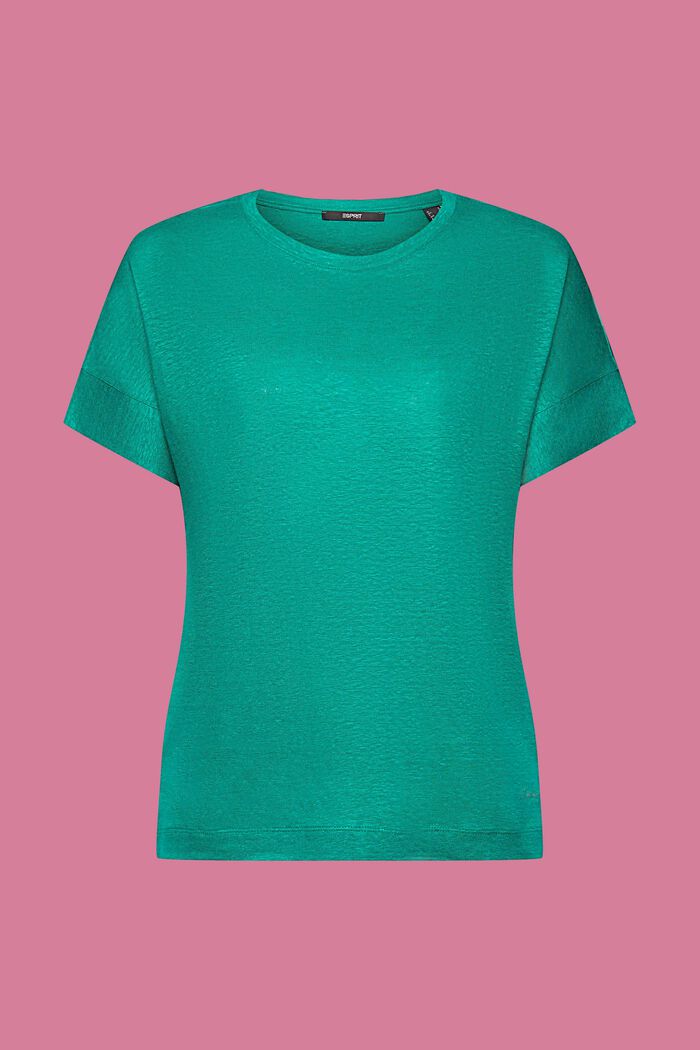 T-shirt en lin, EMERALD GREEN, detail image number 6