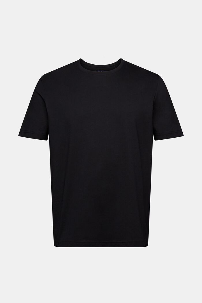 T-shirt col ras-du-cou en jersey de coton Pima, BLACK, detail image number 5