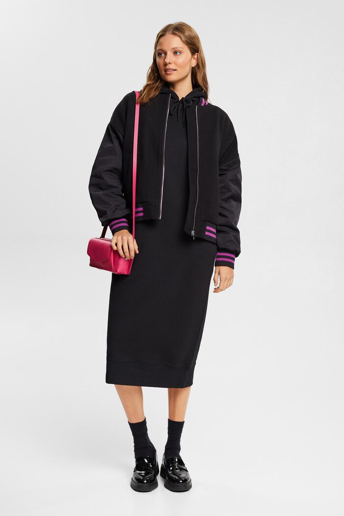 Robe à capuche de coupe allongée, BLACK, detail image number 1