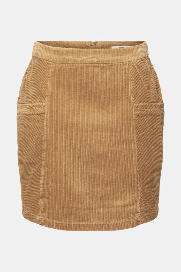 Mini-jupe en velours côtelé, 100 % coton, KHAKI BEIGE, detail image number 8
