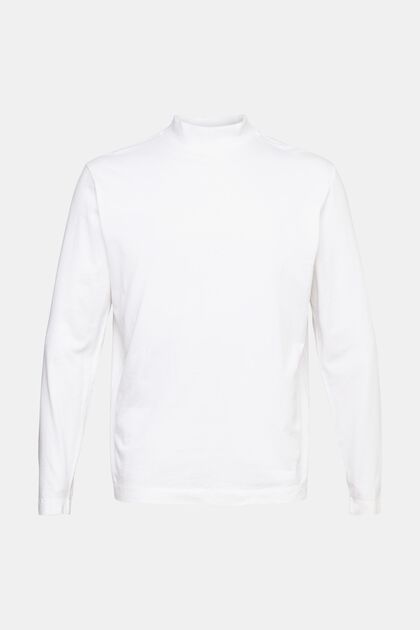 T-shirt à manches longues et col droit, WHITE, overview