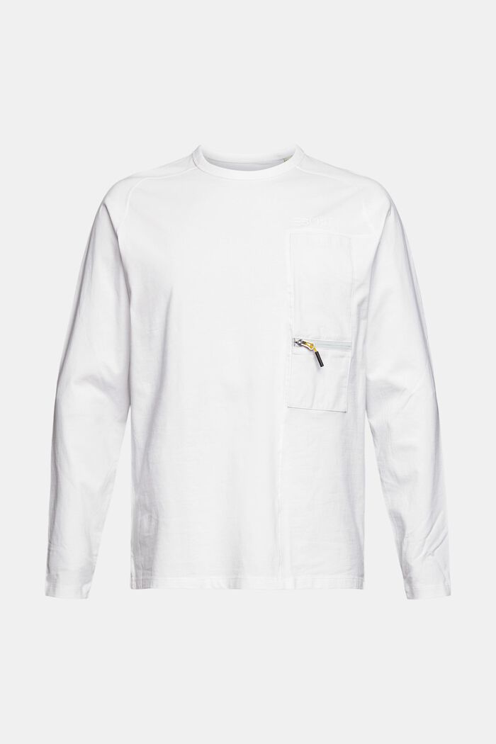 T-shirt en jersey à manches longues et zip, WHITE, overview