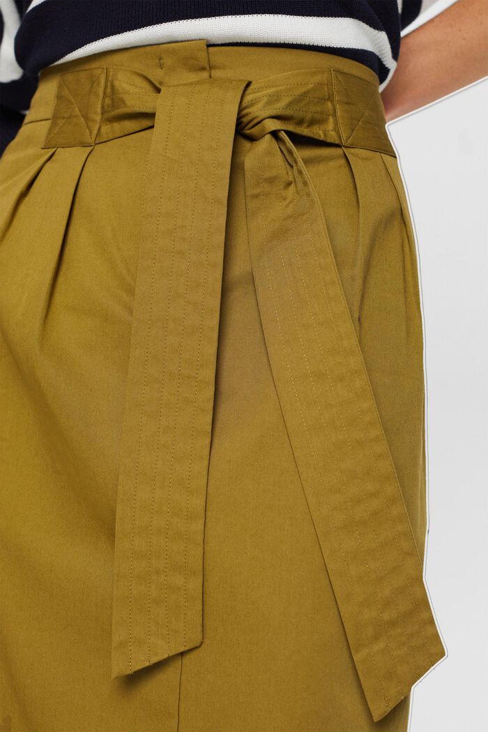 Jupe longueur genou à ceinture, 100 % coton, OLIVE, detail image number 2