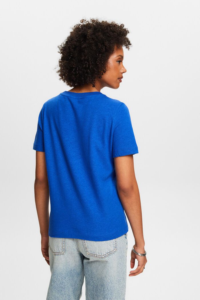 T-shirt en mélange de coton et de lin, BRIGHT BLUE, detail image number 2