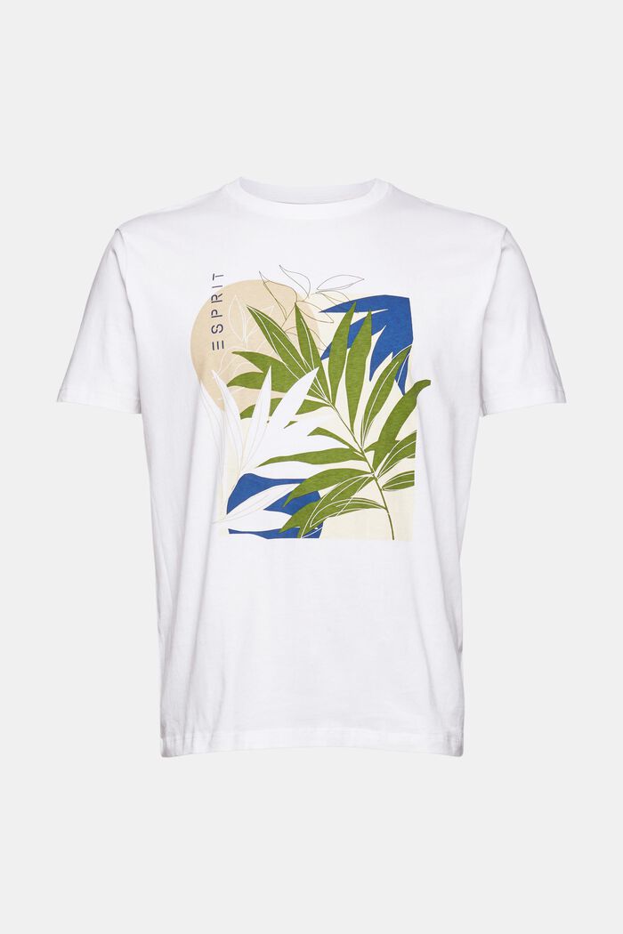 T-shirt en jersey animé d'un imprimé végétal, WHITE, overview