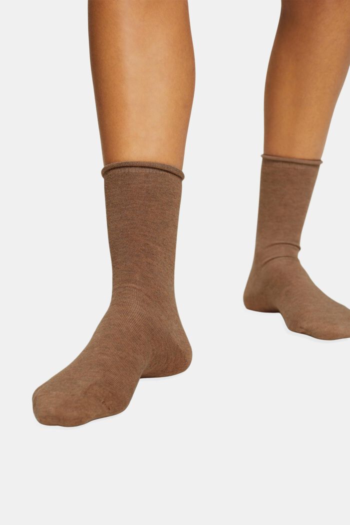 Lot de 2 paires de chaussettes tendance pour femme, BROWN/CARAMEL, detail image number 2