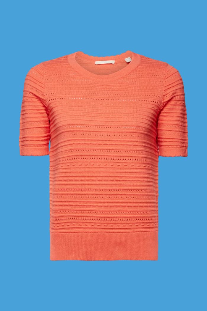 Pull-over à manches courtes, 100 % coton, CORAL ORANGE, detail image number 6