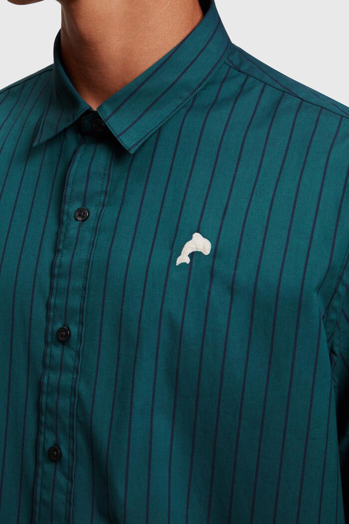 Chemise Relaxed Fit en popeline à rayures, TEAL BLUE, detail image number 2