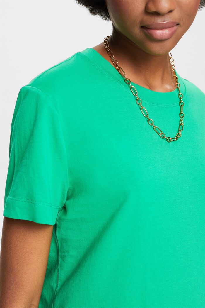 T-shirt à encolure ronde en coton, GREEN, detail image number 3