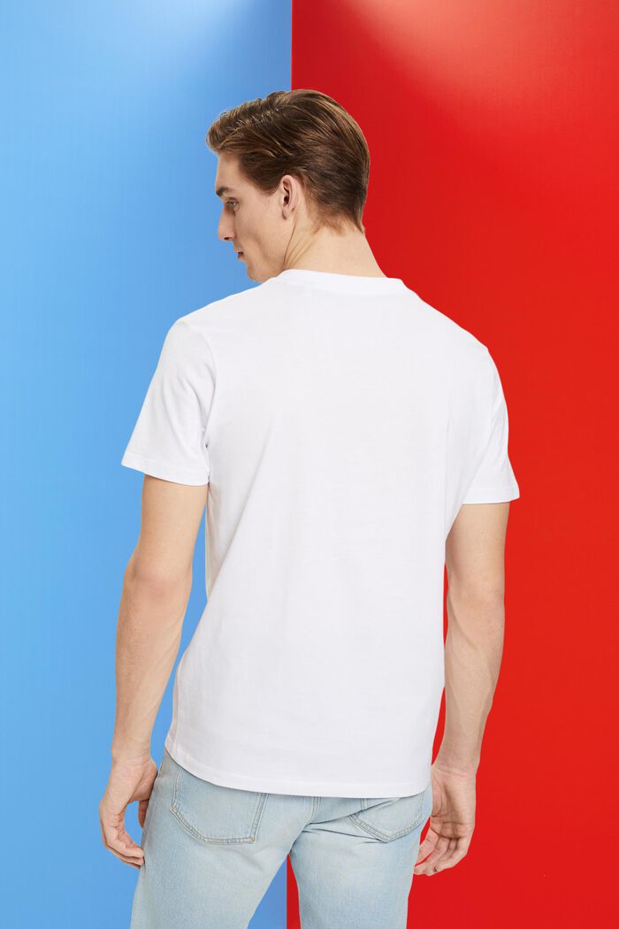T-shirt en coton à encolure en V de coupe Slim Fit, WHITE, detail image number 3