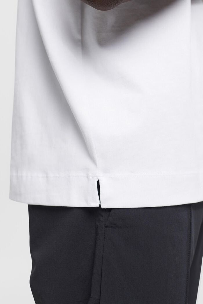 T-shirt en coton à imprimé sur la poitrine, WHITE, detail image number 4