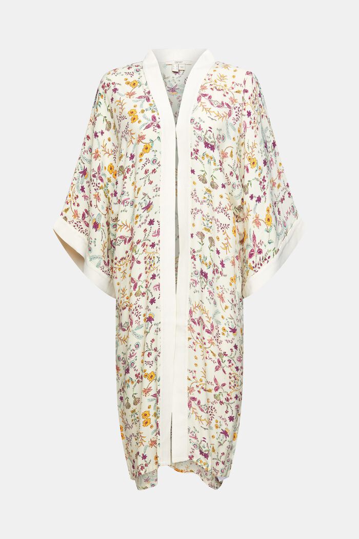 Kimono à imprimé à fleurs, CREAM BEIGE, detail image number 0